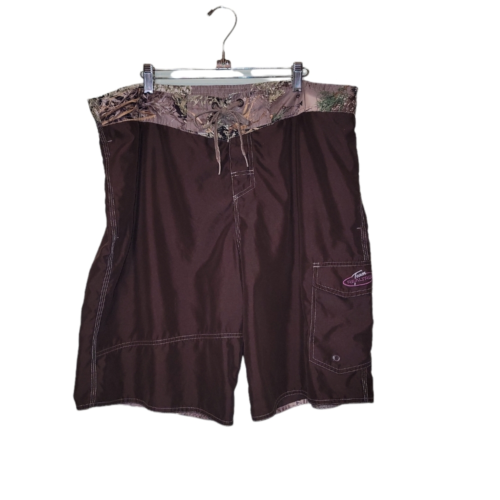 Team REALTREE Brown & Camo Hunter Swim Trunks Sz XL